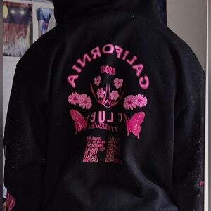 SHEIN Black Hoodie with Pink Graphic